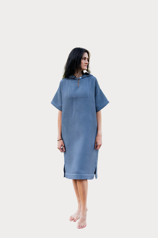 Short-Sleeve Surf Poncho - Cotton Waffle