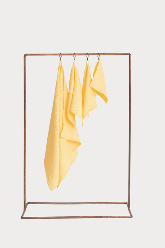 Organic Waffle Cotton Towel - Yellow