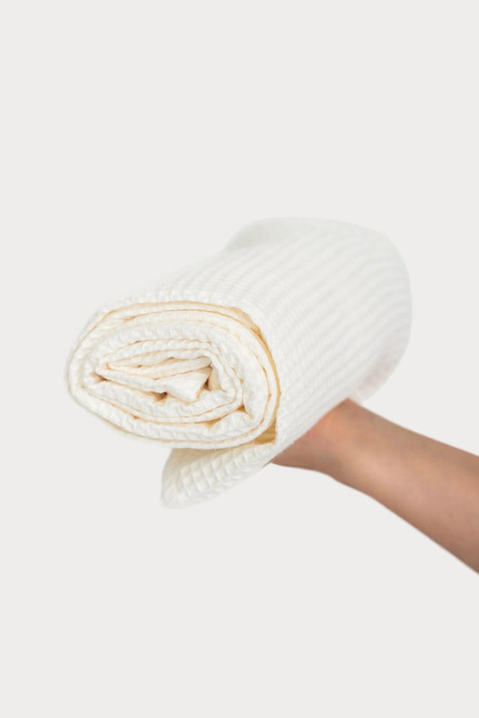 Organic Waffle Cotton Towel - Cream