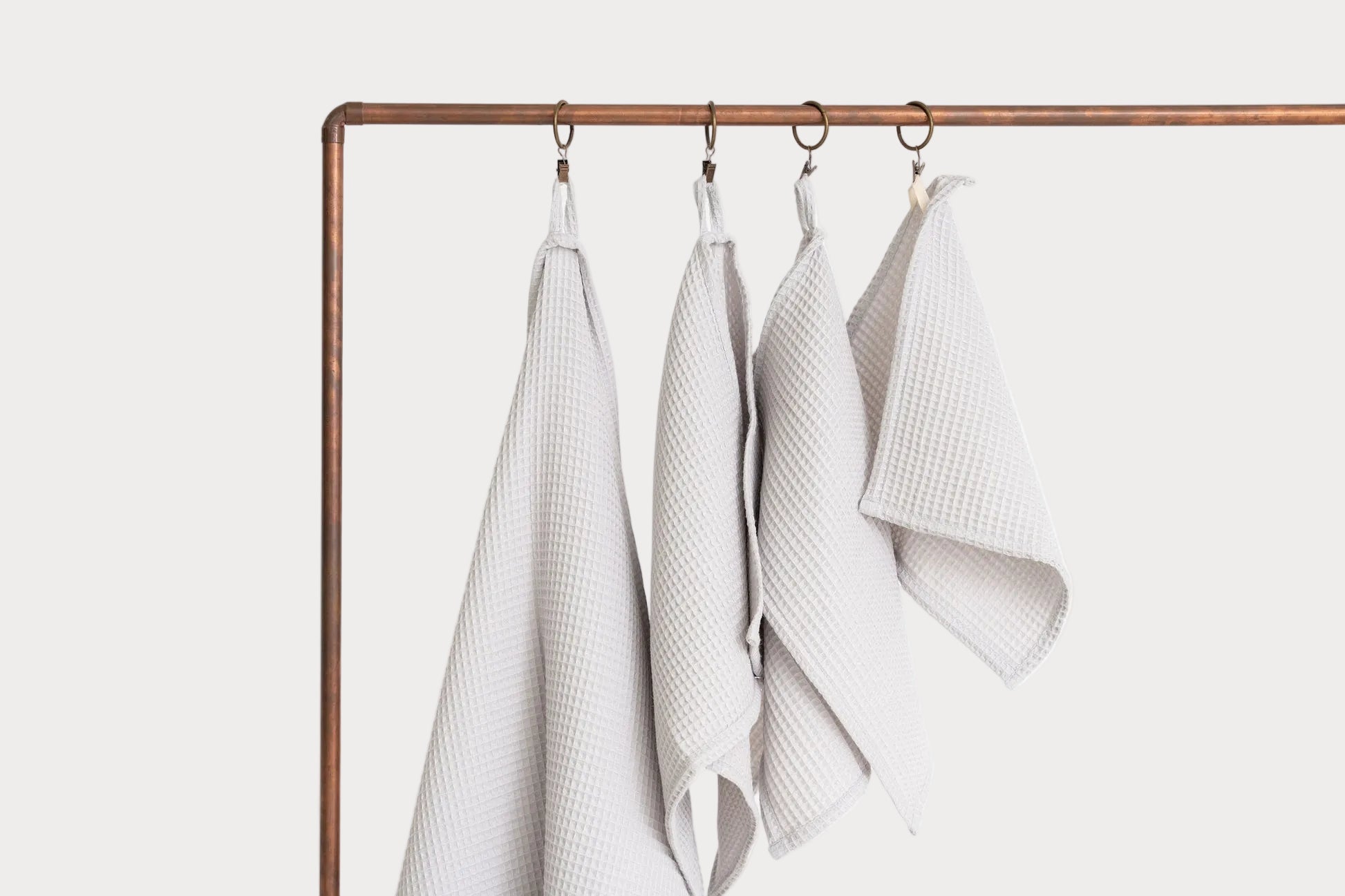 Organic Waffle Cotton Towel - Light Gray
