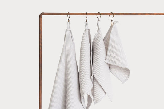 Organic Waffle Cotton Towel - Light Gray